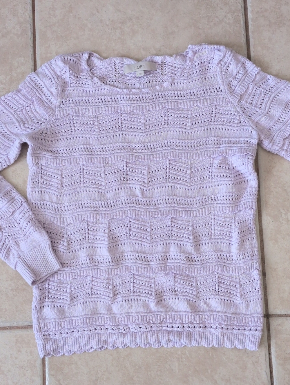 LOFT Purple Scalloped Sweater Size Small